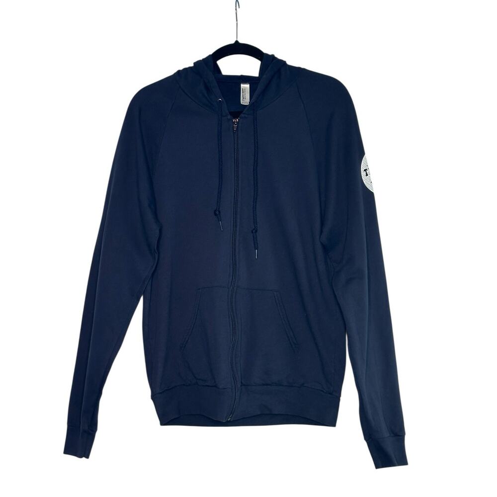 Trader Joe's navy blue fleece hoodie unisex jacket size medium